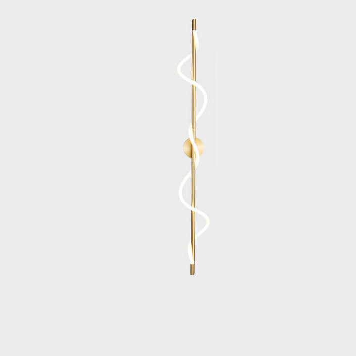 Modern Minimalist Copper-Plated Iron Twist Curve Long Bar Copper LED Wall Sconce Lamp For Living Room