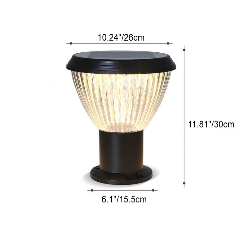 Moderne schwarze Solar-Säule aus Aluminiumguss mit Glas für den Außenbereich, wasserdicht 