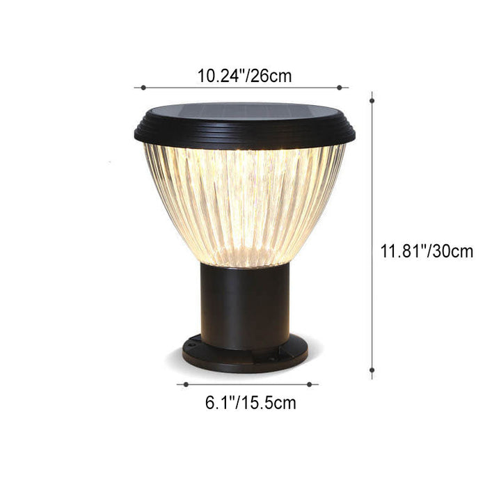 Moderne schwarze Solar-Säule aus Aluminiumguss mit Glas für den Außenbereich, wasserdicht 