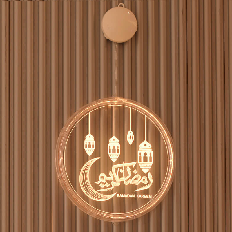 Luz Decorativa de Ventanas LED de Castillo de Luna de Eid Ramadan 