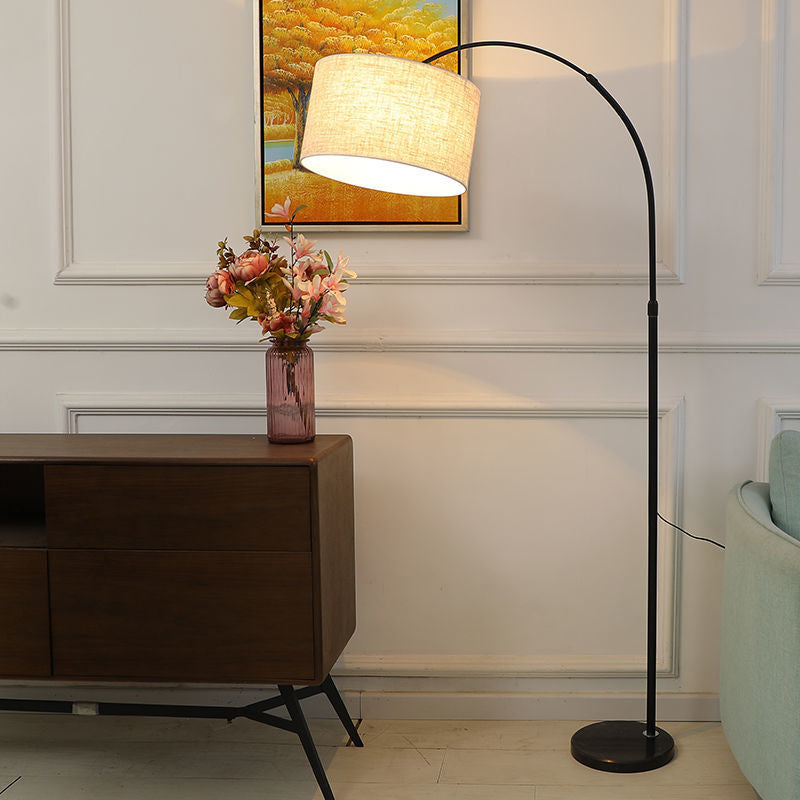 Nordic Creative Fabric Column Shade Fishing Rod 1-Light Standing Floor Lamp