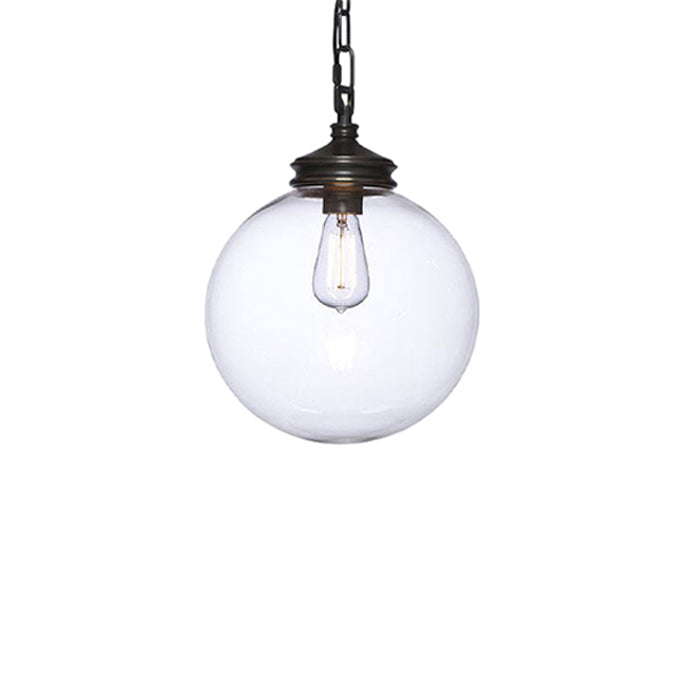 Contemporary Industria Clear Glass Iron Orb 1-Light Pendant Light For Living Room