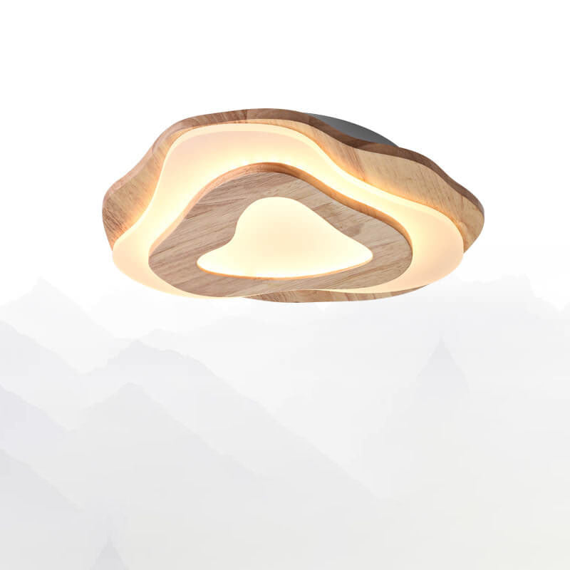Luz de techo LED montada al ras geométrica redonda de madera maciza china moderna 