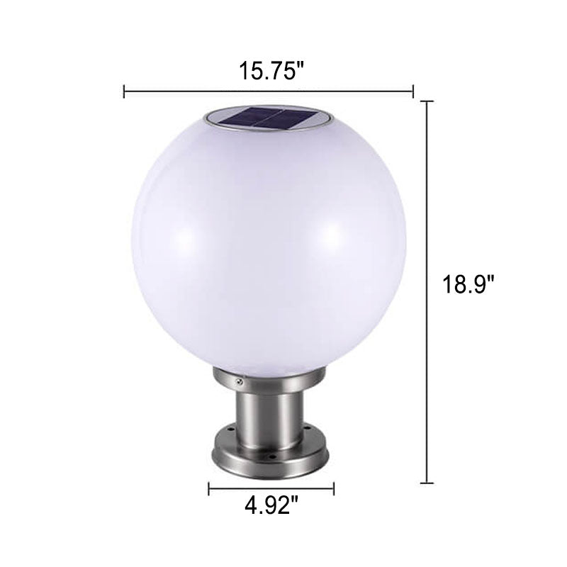 Lampe LED solaire à tête ronde en acier inoxydable et acrylique, luminaire décoratif d&