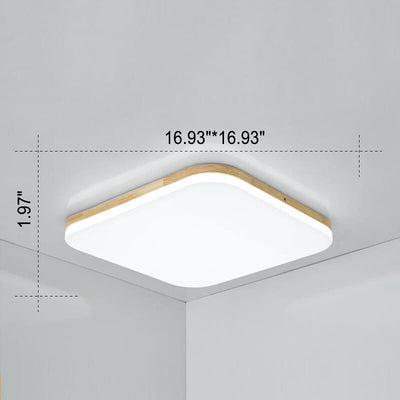 Nordic Simplicity Solid Wood Rectangular PVC LED Flush Mount Ceiling Light