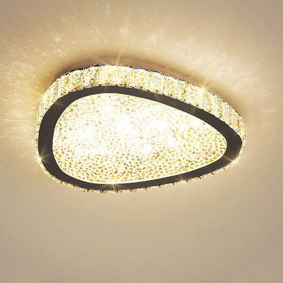 Lustre Plafonnier LED en Cristal en Acier Inoxydable Minimaliste Moderne 