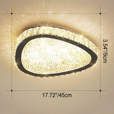 Lustre Plafonnier LED en Cristal en Acier Inoxydable Minimaliste Moderne 