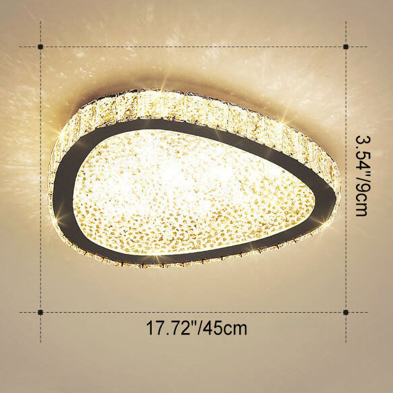 Modern Minimalist Stainless Steel Crystal LED Flush Mount Ceiling Light