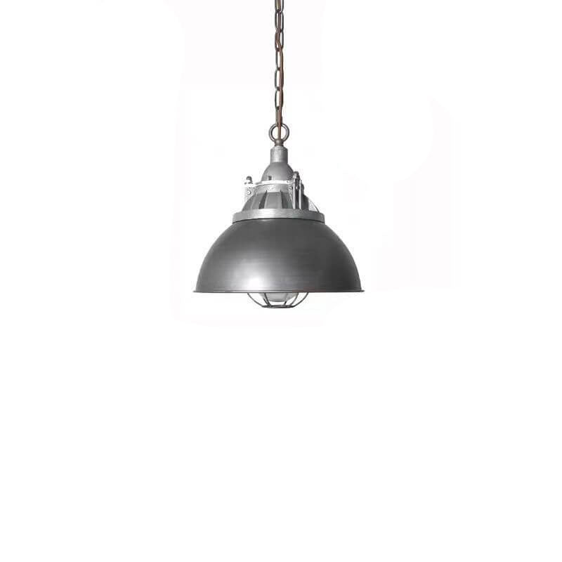 Vintage Industrial Aluminum Iron Glass Dome 1-Light Pendant Light