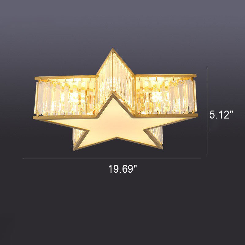 Moderne Luxus-Deckenleuchte aus Kristallgold mit geometrischer Form, 4/5-Licht, halbbündige Montage