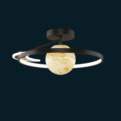 Modern Space Planet Globe LED Semi-Flush Mount Ceiling Light