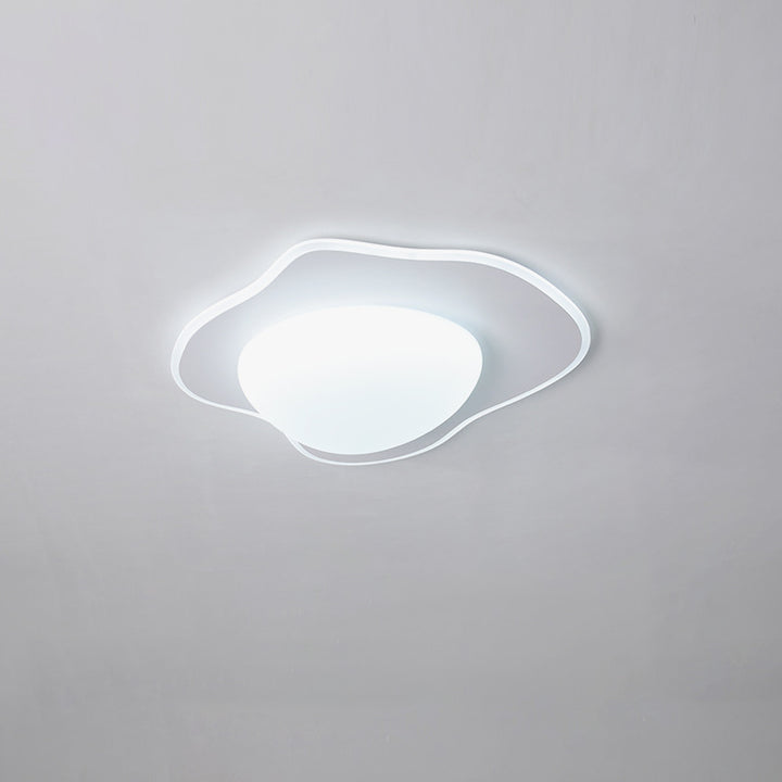 Plafón de techo LED redondo de hierro y PE color crema de estilo minimalista moderno para sala de estar 