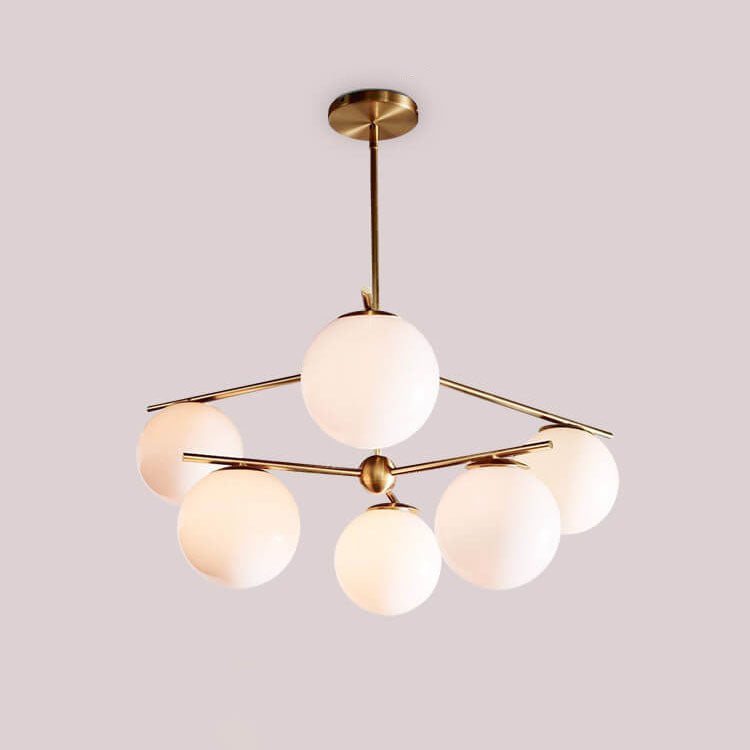 Moderner minimalistischer Kronleuchter mit Ast-Design und runden Magic-Bean-Glaskugeln, 3/6/9-flammig, für das Wohnzimmer 