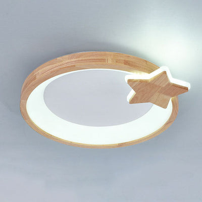 Modern Creative Pentagram Round Log Acrylic Children's LED Flush Mount Lighting