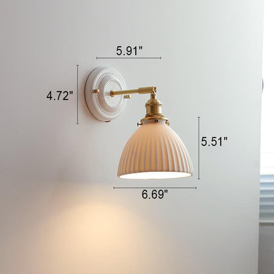 Vintage Japanese Ceramic Brass 1-Light Wall Sconce Lamp