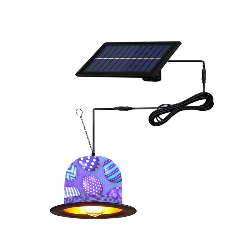 ديكور قبعة عيد الفصح الشمسية الخارجية مع ضوء قلادة LED 