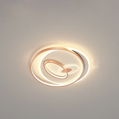 Creative Simple Circular Overlapping Dislocation Design LED Flush Mount Light