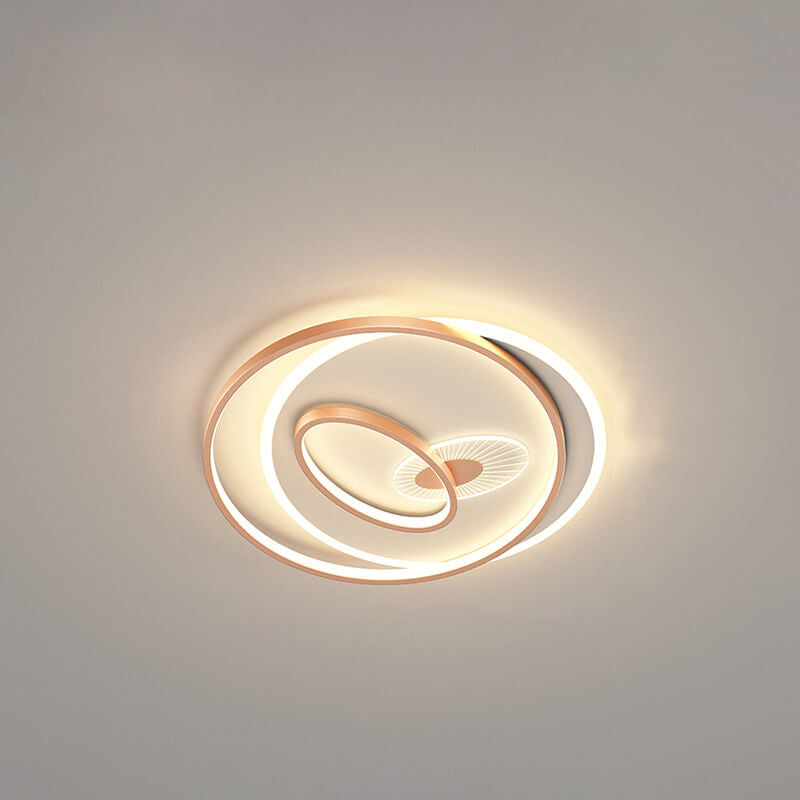Creative Simple Circular Overlapping Dislocation Design LED Flush Mount Light