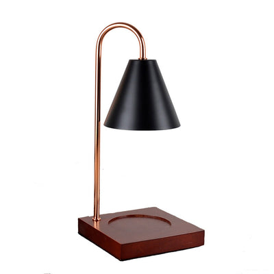 Contemporary Creative Conical Metal Shade Wooden Base 1-Light Melting Wax Table Lamp For Bedroom