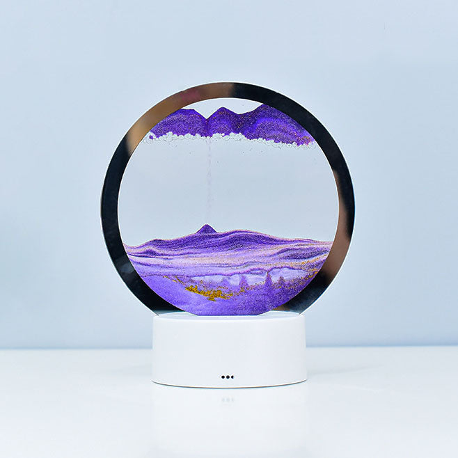 Lampe de table Creative Round Hourglass Quicksand 3D LED Night Light 