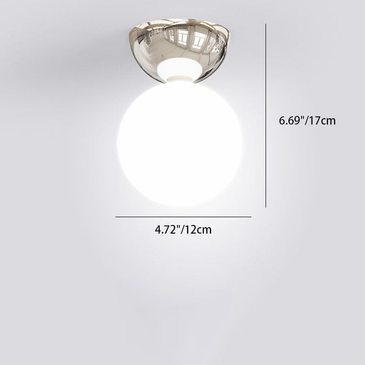 Lámpara de techo semiempotrada de 1 luz con pantalla de vidrio esférica de hierro escandinavo contemporáneo para pasillo 