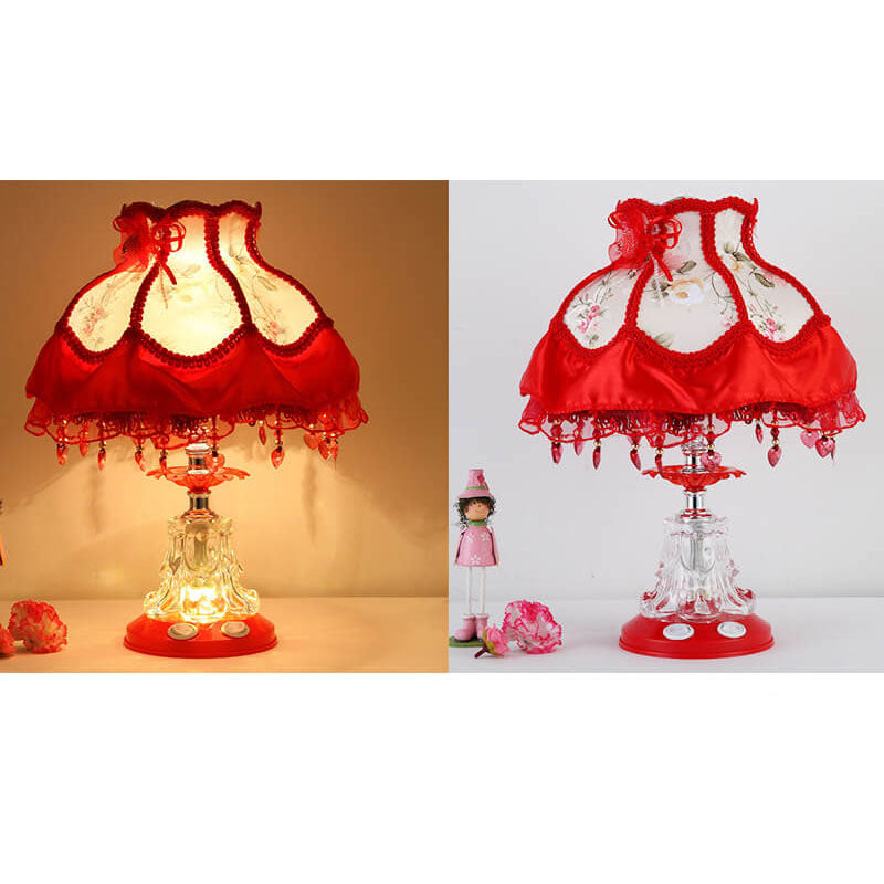 Lampe de table 1 lumière en verre avec tissu de style européen pour mariage 