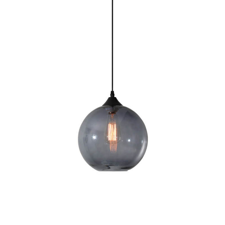 Moderner minimalistischer 1-flammiger Pendelleuchte aus farbigem Rundglas und Eisen für das Wohnzimmer 