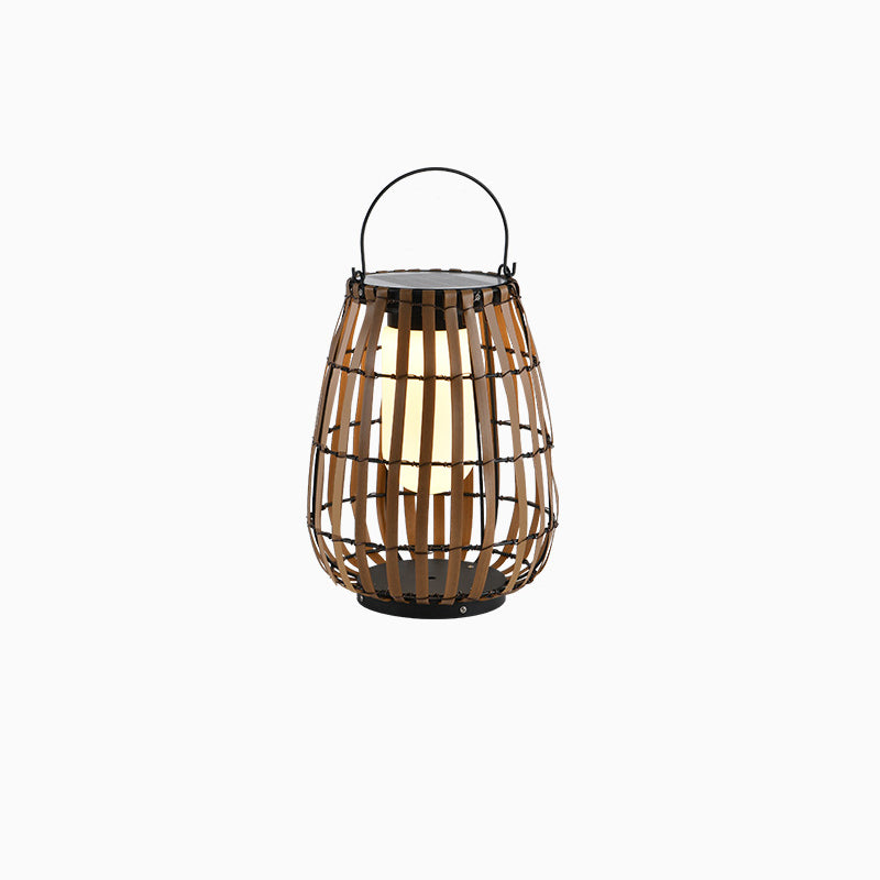 Contemporary Retro Imitation Rattan Weaving Cage Waterproof LED Lawn Landscape Light For Garden