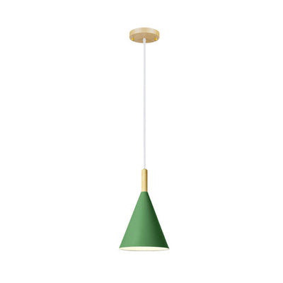 Nordic Minimalist Macaron Cone Wood 1-Light Pendant Light