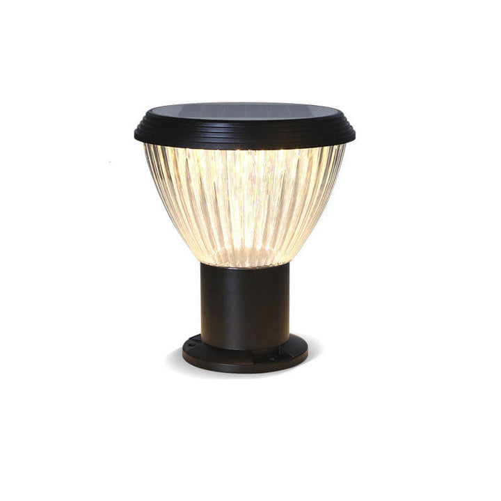 Moderne schwarze Solar-Säule aus Aluminiumguss mit Glas für den Außenbereich, wasserdicht 