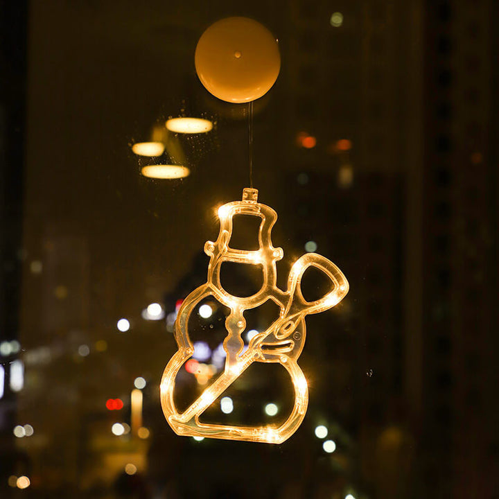 LED Weihnachtsbeleuchtung Weihnachtsmann Schneemann Form Fenster Saugnapf Dekoration Lichter 