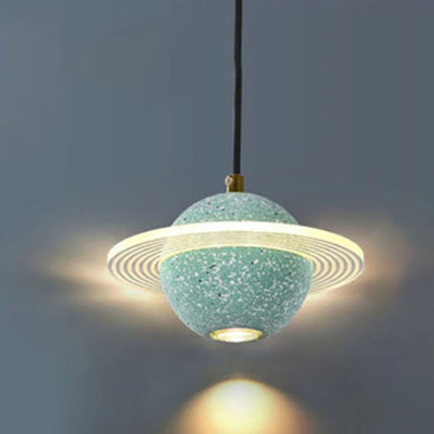 Contemporary Creative Planet Cement Acrylic LED Pendant Light For Bedroom