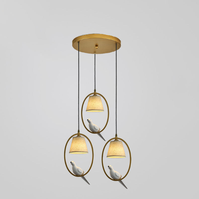 Nordic Minimalist Bird Fabric Circle 1/3 Light Island Light Chandelier