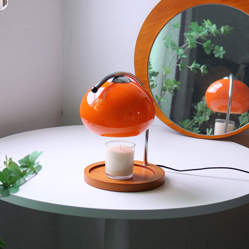 Contemporary Retro Glass Dome Solid Wood Metal Base 1-Light Melting Wax Table Lamp