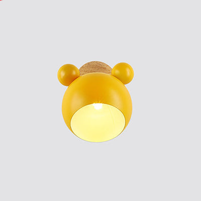Nordic Cartoon Bear Dome 1-Light Kids Wall Sconce Lamp