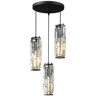 Modern Luxury Crystal Column Iron 1/3/4 Light Island Light Chandelier