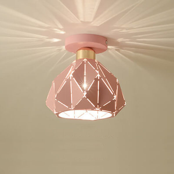 Modern Creative Diamond Dome 1-Light Macaron Semi-Flush Mount Ceiling Light