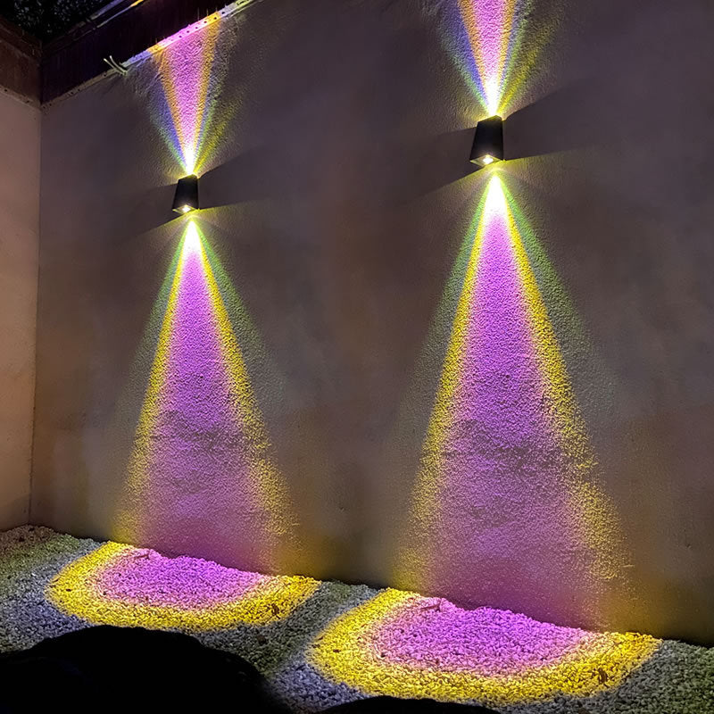 Einfache Solar-Trapez-Außenleuchten, wasserdicht, oben und unten, LED-Wandleuchte 