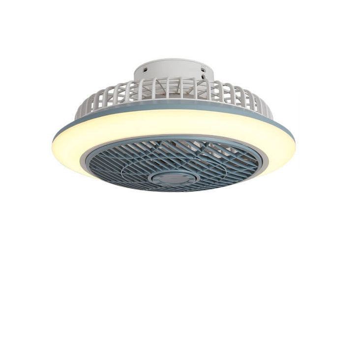 Modern Minimalist Round Cage Iron Acrylic LED Flush Mount Ceiling Fan Light For Living Room