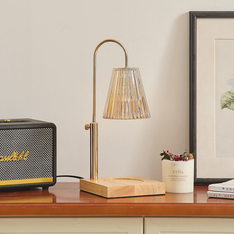 Lámpara de mesa de cera derretida de 1 luz de cuerno de bambú y madera romántica creativa moderna 