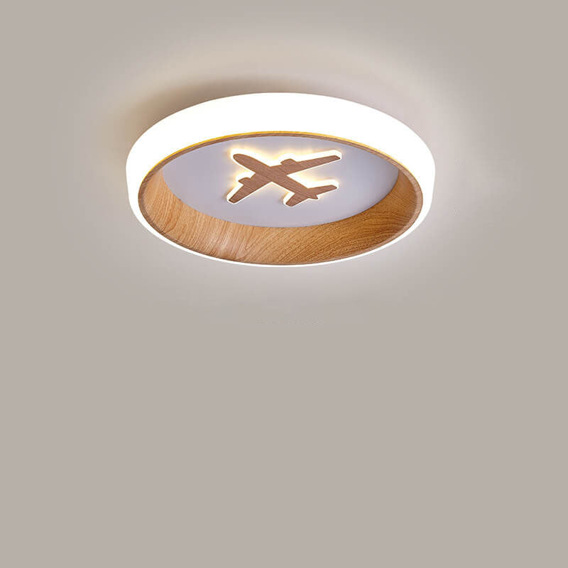 Kreative runde Woodgrain-Eisen-Acryl-LED-Unterputz-Deckenleuchte 