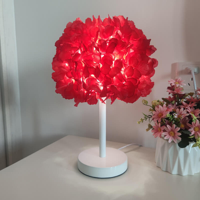 Moderne kreative Stoffblumenball 1-Licht Tischlampe 