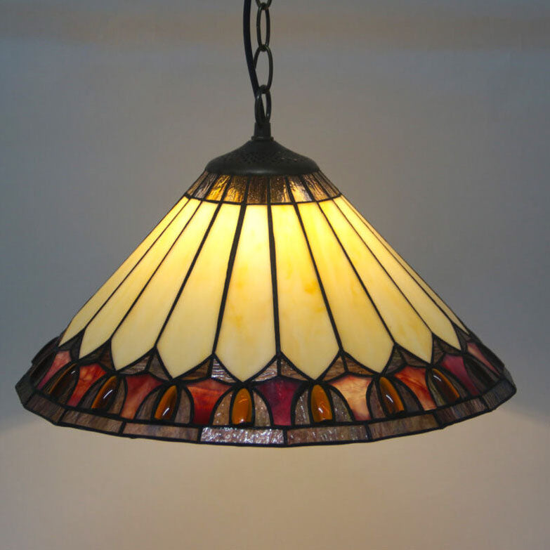 European Vintage Tiffany Glass Hardware 1-Light Pendant Light