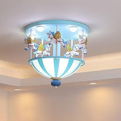 Cartoon Creative Carousel Flush Mount Ceiling Light