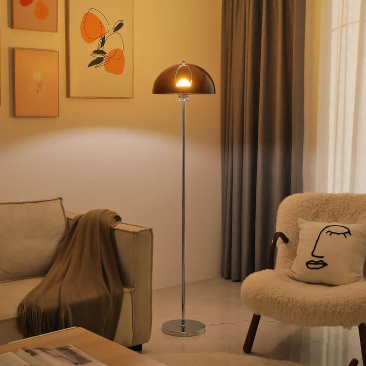 Lámpara de pie nórdica vintage de acrílico transparente con cúpula y 1 luz 