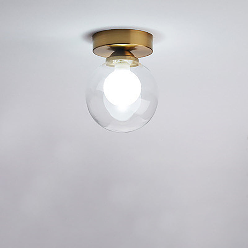 Modern Simple Glass Round Ball 1-Light Semi-Flush Mount Ceiling Light