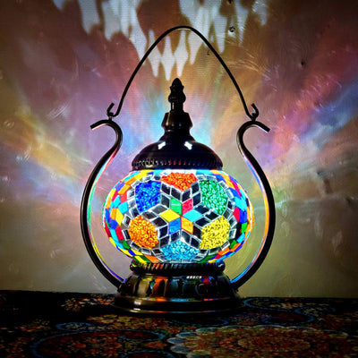 Moroccan Stained Glass Round Pot USB Rechargeable LED Portable Table Lamp