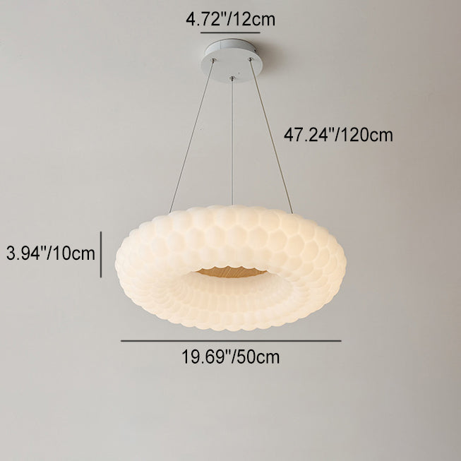 Modern Simplicity Cloud Acrylic Round Shade Wood Grain LED Pendant Light For Living Room