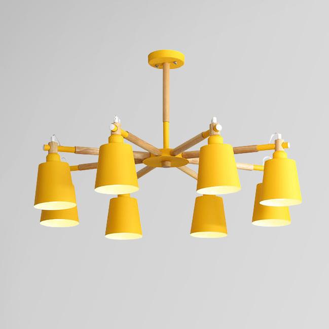 Nordische moderne Mode kreative Massivholz Macaron 3/6/8 Lichter Kronleuchter 