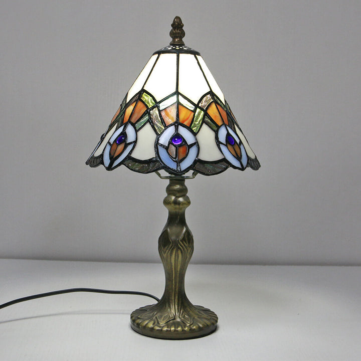 Tiffany Decorative Flower Umbrella Rose Alloy Stained Glass 1-Light Table Lamp